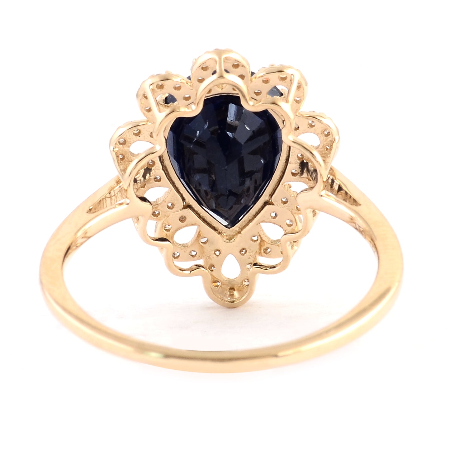 3.38 Ct Pear Mixed Cut Natural Corundum Sapphire 14K Gold Ring