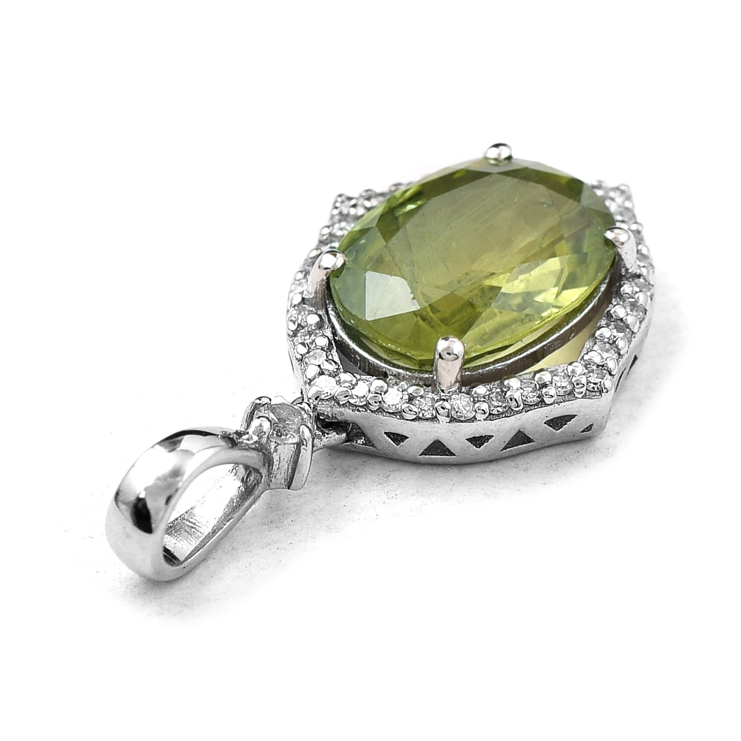 2.46 Ct Oval Mixed Cut Natural Green Sapphire 950 Platinum Pendant