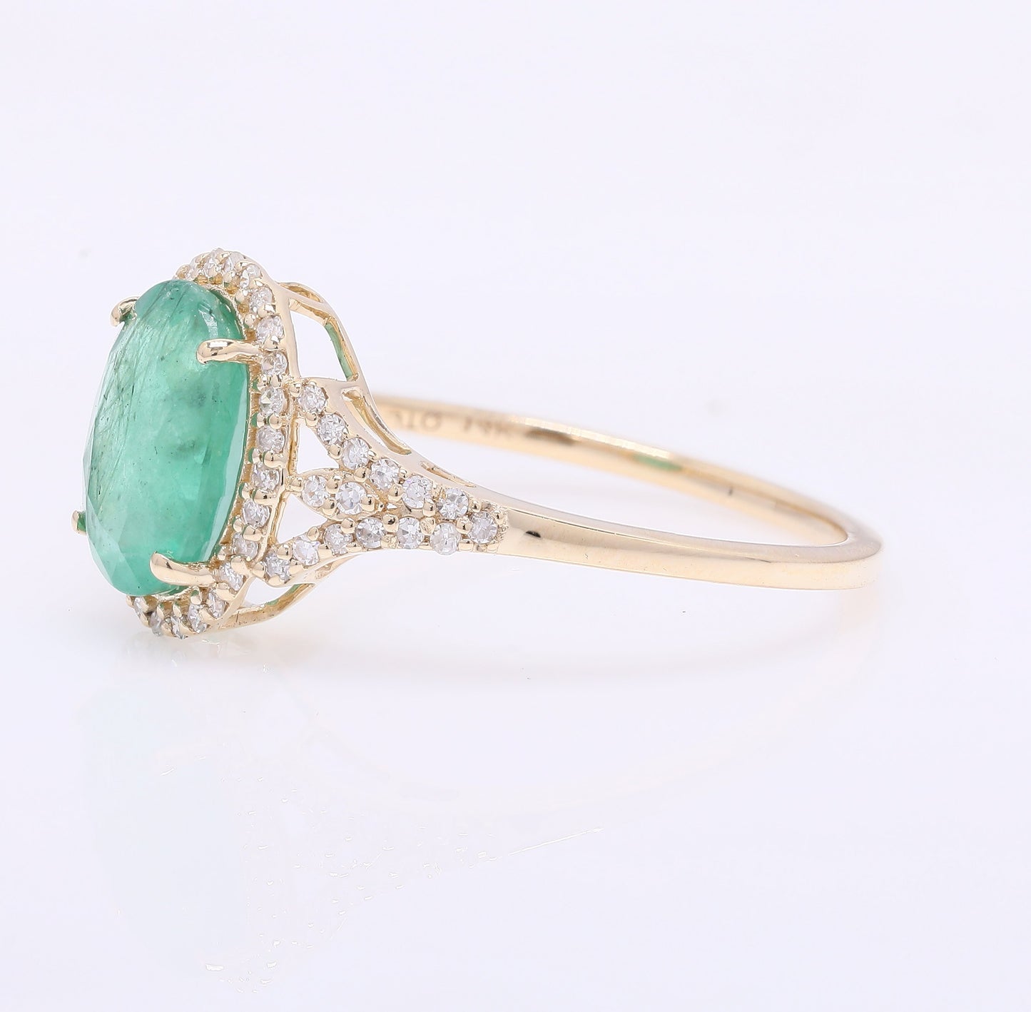 1.86 Ct Oval Mixed Cut Natural Emerald 14K Gold Ring