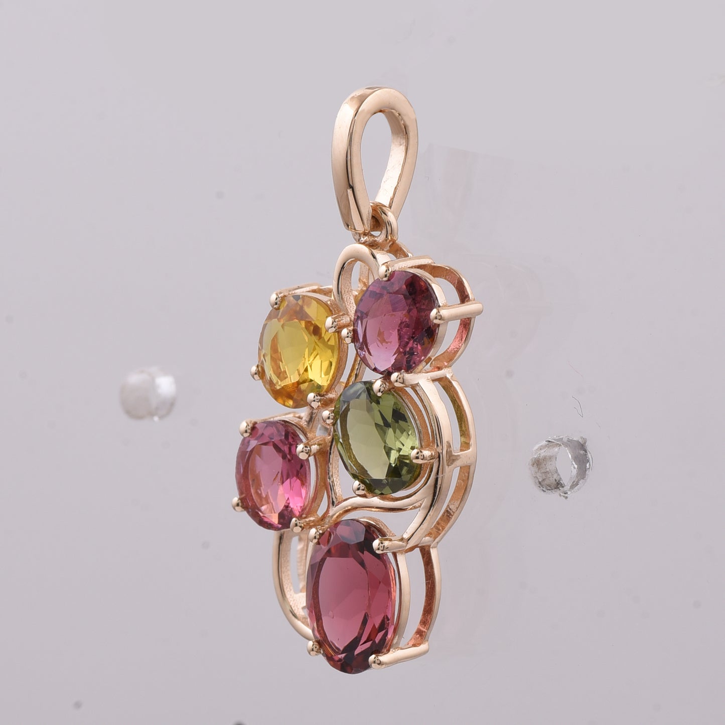 1.99 Ct Oval Natural Multi-Coloured Tourmaline 14K Gold Pendant