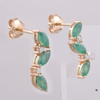 1.17 Ct Marquise Natural Emerald 14K Gold Earrings