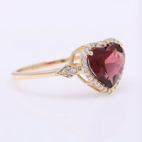 1.92 Ct Heart Mixed Cut Natural Garnet 14K Gold Ring
