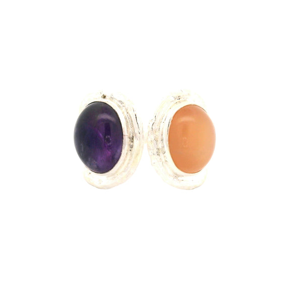 12.98 Ct Amethyst, Moonstone 925 Sterling Silver Ring