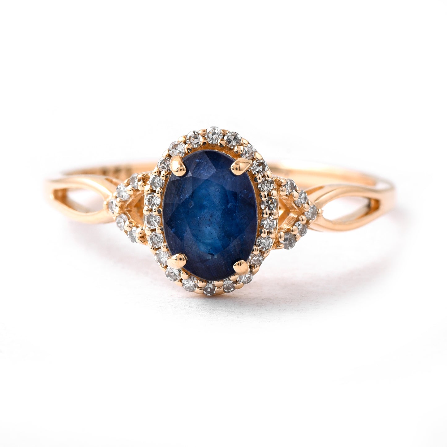 1.50 Ct Oval Mixed Cut Natural Sapphire 14K Gold Ring