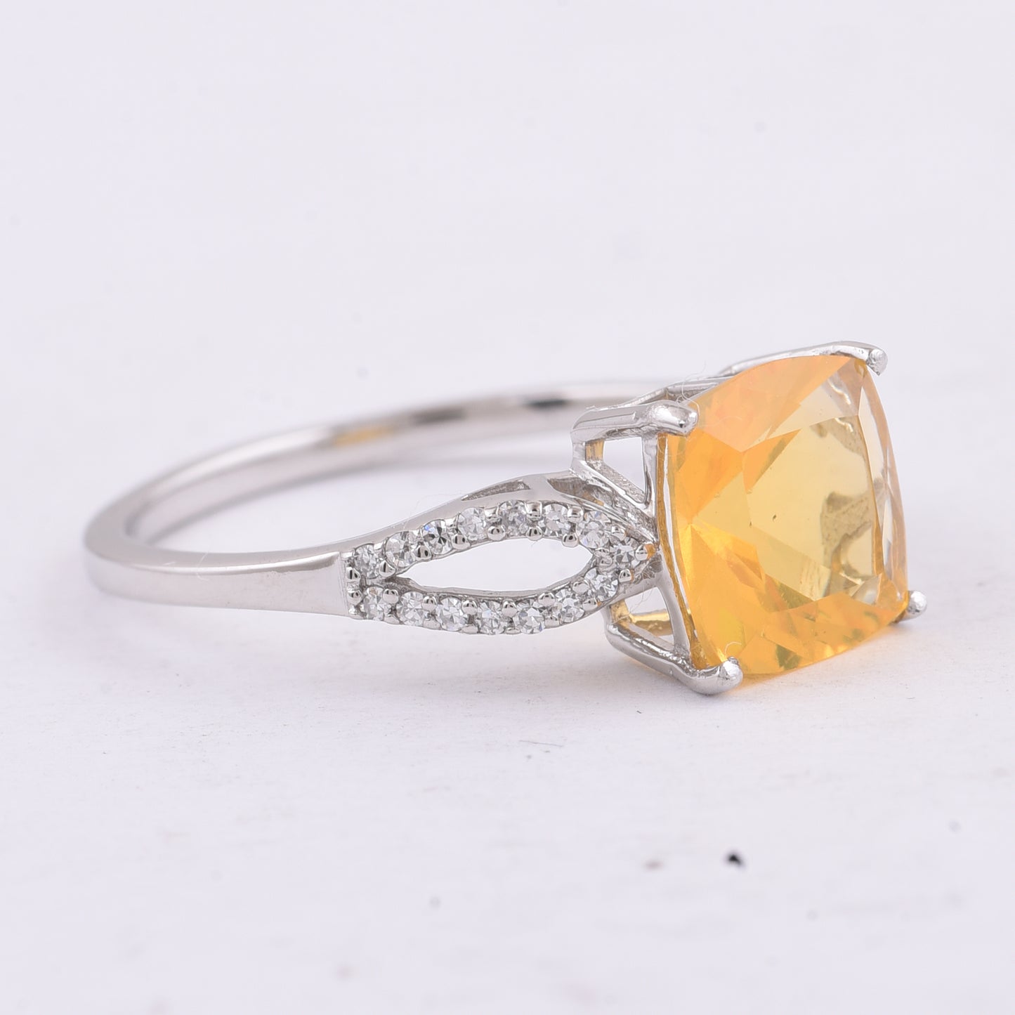1.55 Ct Cushion Natural Fire Opal 950 Platinum Ring