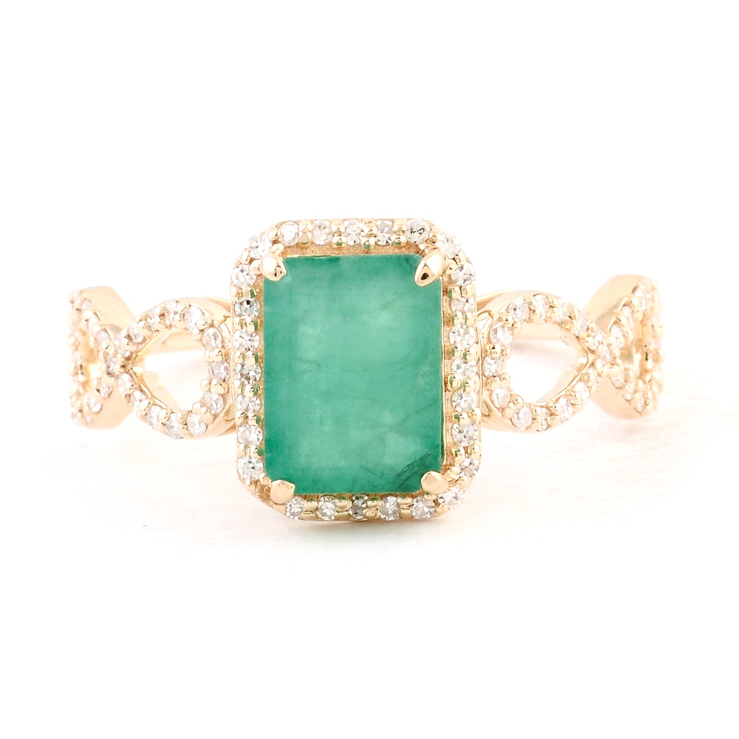 1.71 Ct Emerald Cut Natural Beryl Emerald 14K Gold Ring