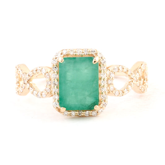 1.71 Ct Emerald Cut Natural Beryl Emerald 14K Gold Ring