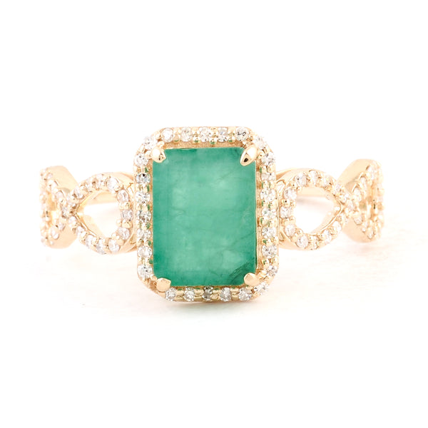 1.71 Ct Emerald Cut Natural Beryl Emerald 14K Gold Ring