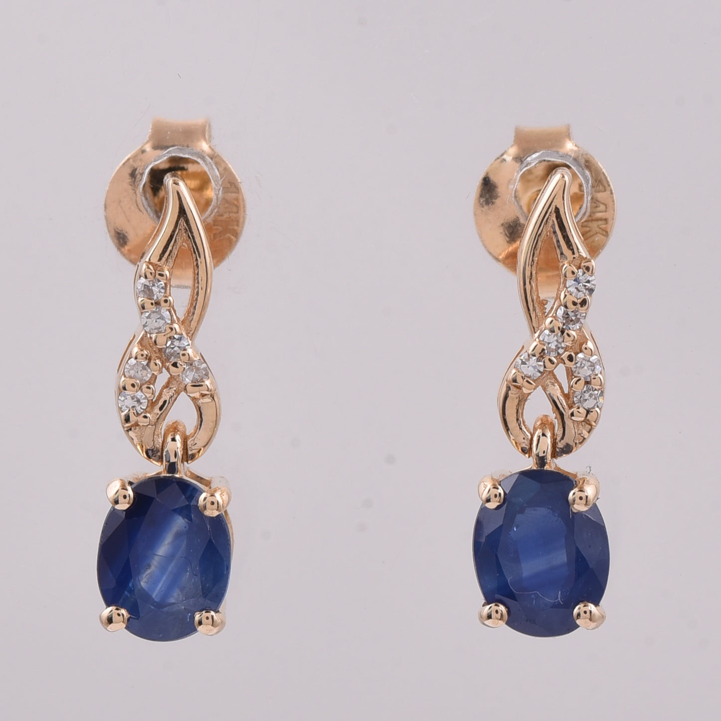 1.29 Ct Oval Natural Sapphire 14K Gold Earrings
