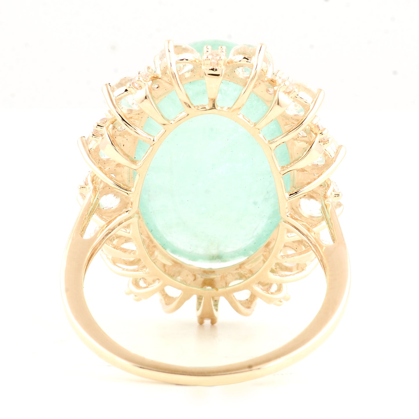 18.32 Ct Oval Natural Beryl Emerald 14K Gold Ring