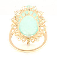 18.32 Ct Oval Natural Beryl Emerald 14K Gold Ring