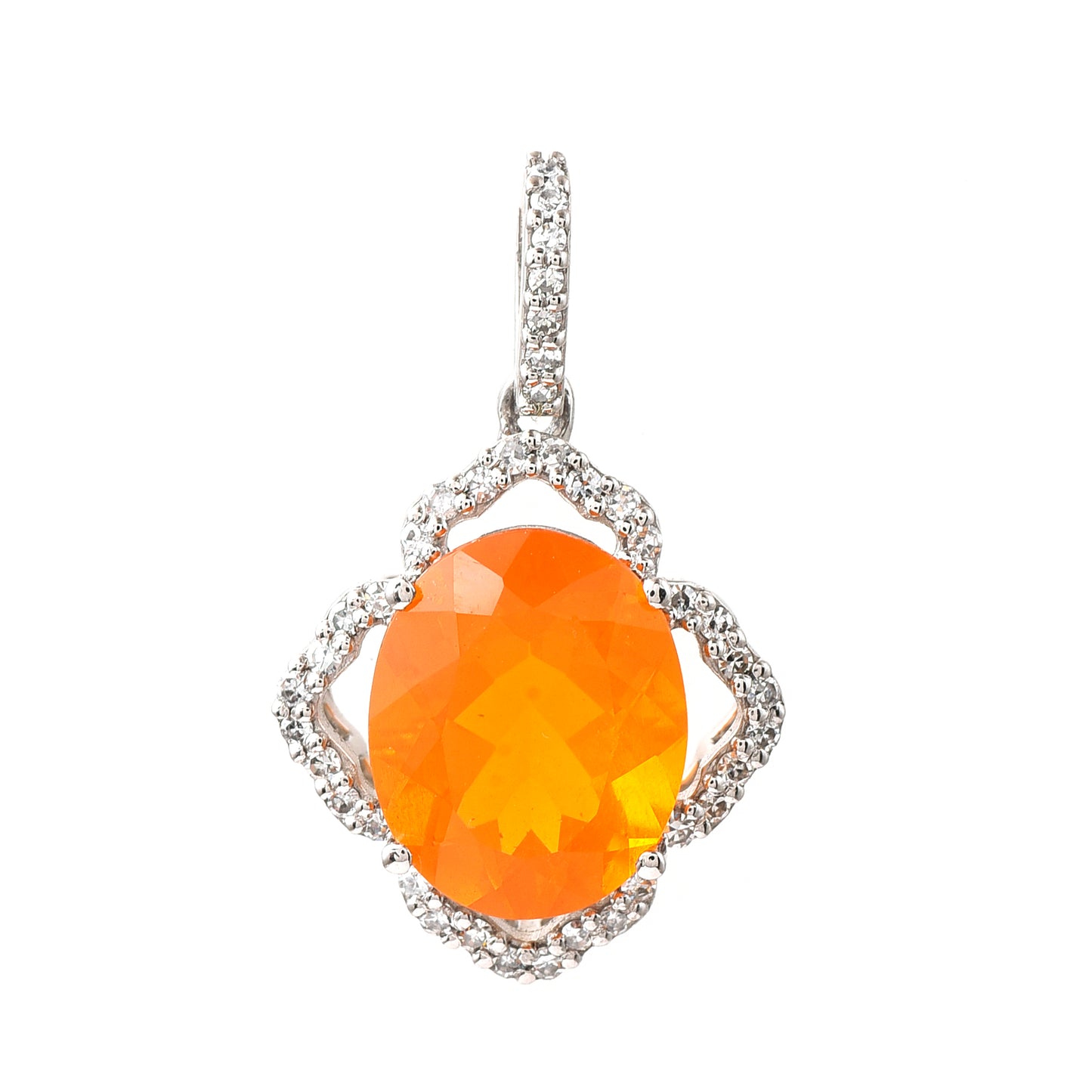 1.91 Ct Oval Fire Opal 950 Platinum Pendant