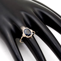2.18 Ct Oval Natural Sapphire 14K Gold Ring