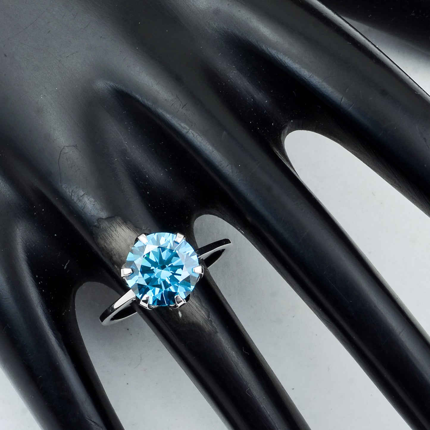 3.00 Carats Blue Lab Grown Diamond 14K Gold Ring