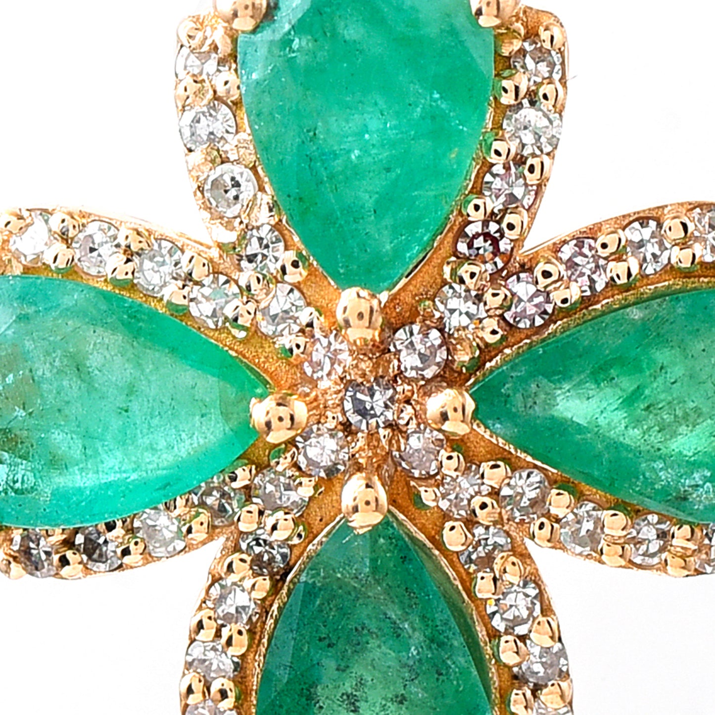 1.52 Ct Pear Mixed Cut Natural Emerald 14K Gold Pendant