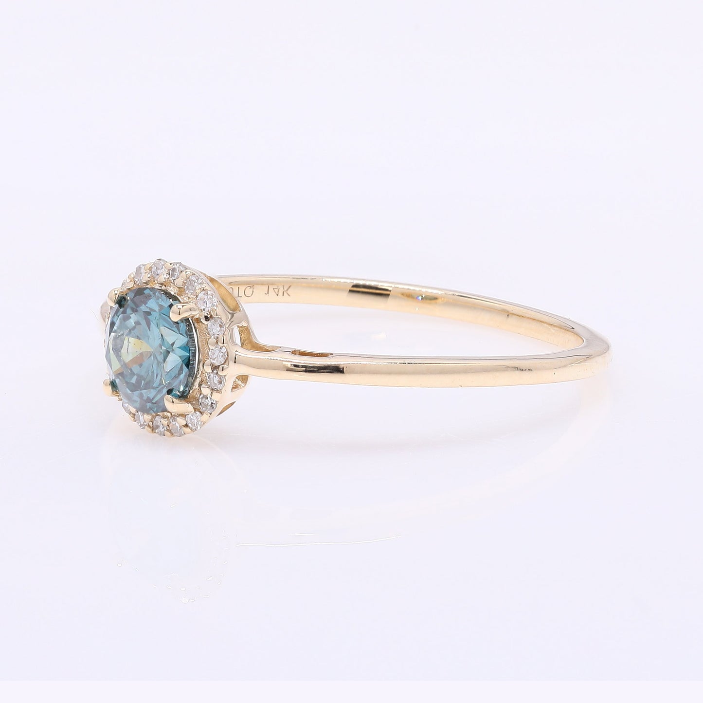 0.54 Ct Round Blue Diamond 14K Gold Ring