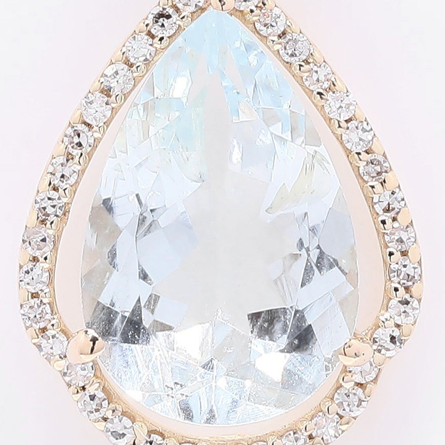 2.02 Ct Pear Mixed Cut Natural Aquamarine 14K Gold Pendant
