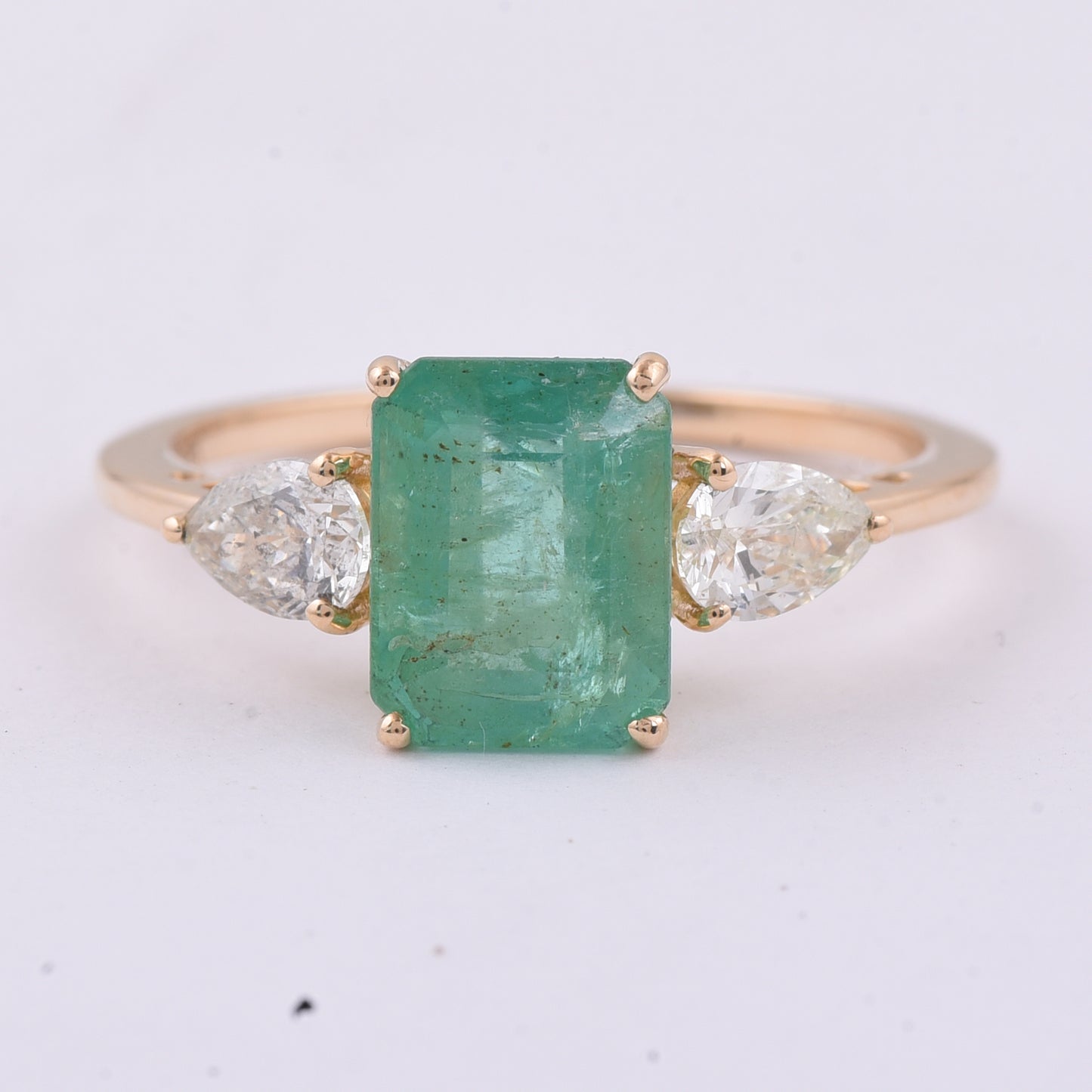 2.66 Ct Octagon Step Cut Natural Emerald 14K Gold Ring