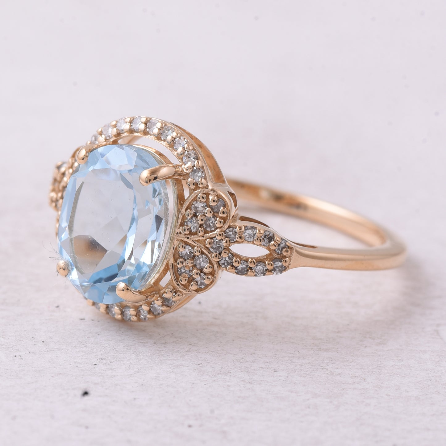2.59 Ct Oval Mixed Cut Natural Topaz 14K Gold Ring