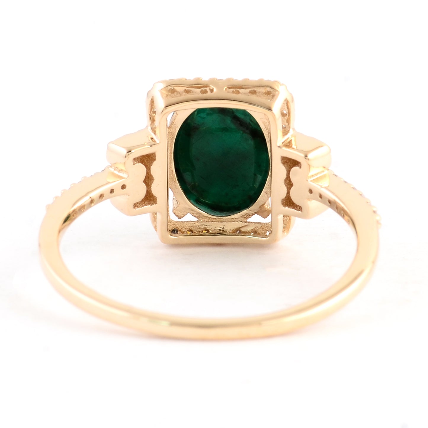2.31 Ct Oval Cabochon Natural Beryl Emerald 14K Gold Ring