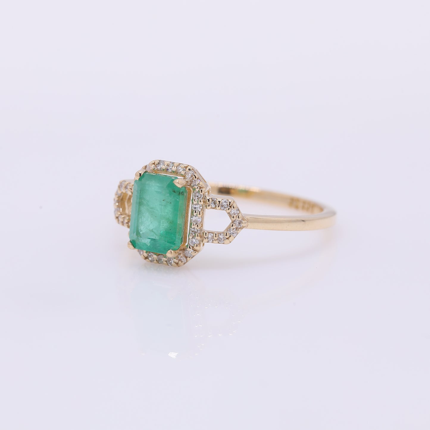 1.23 Ct Octagon Step Cut Natural Emerald 14K Gold Ring