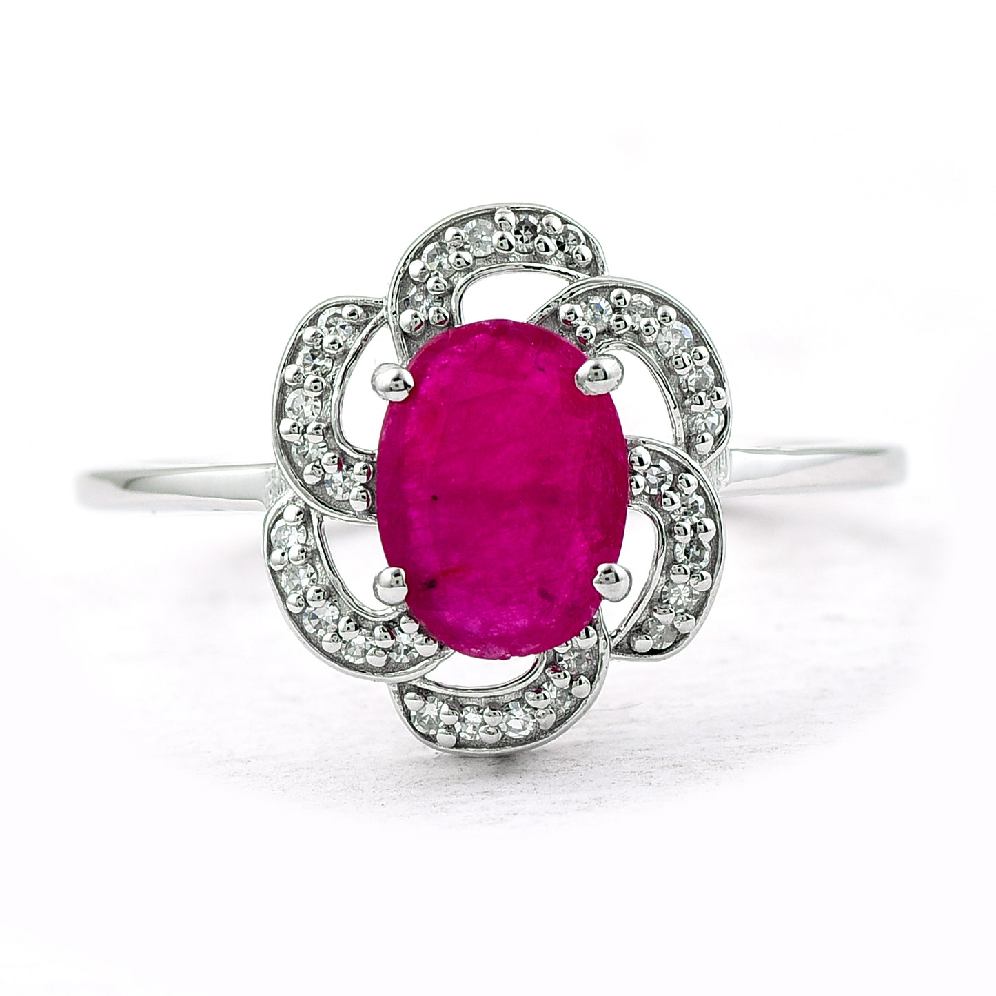 1.09 Ct Oval Mixed Cut Natural Ruby 950 Platinum Ring
