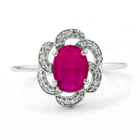 1.09 Ct Oval Mixed Cut Natural Ruby 950 Platinum Ring