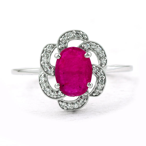 1.09 Ct Oval Mixed Cut Natural Ruby 950 Platinum Ring