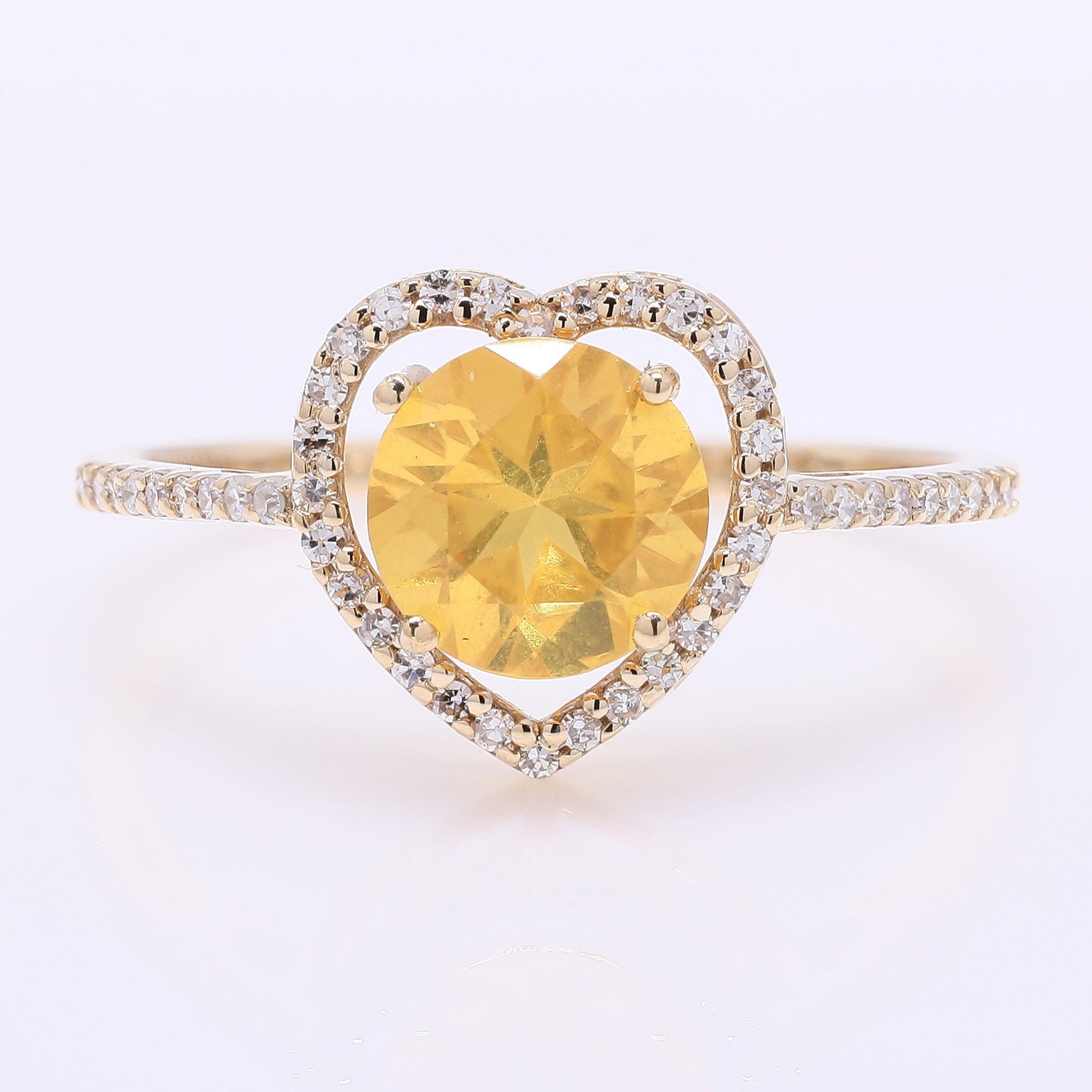 0.99 Ct Round Mixed Cut Natural Fire Opal 14K Gold Ring