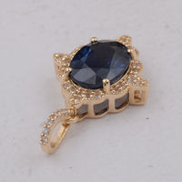 2.48 Ct Oval Sapphire 9K Gold Pendant