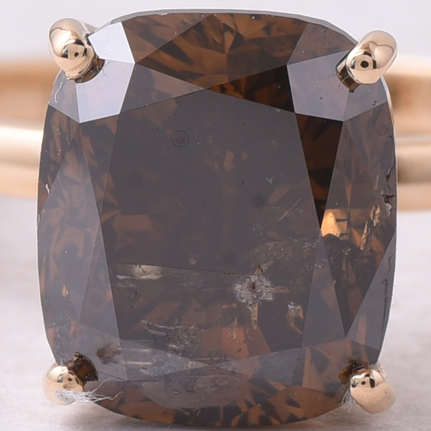 5.06 Ct Cushion Brown Diamond 14K Gold Ring