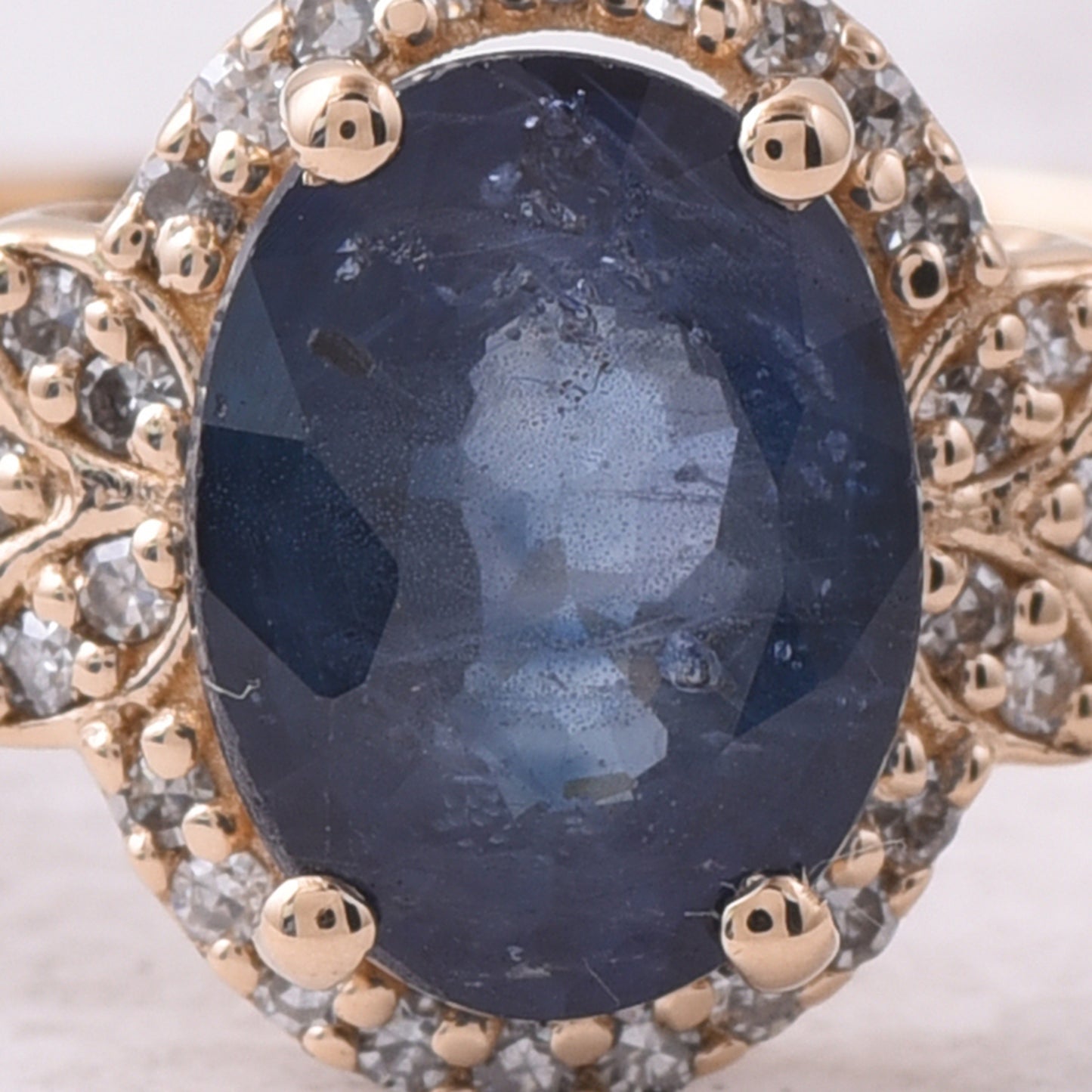 1.86 Ct Oval Mixed Cut Natural Sapphire 14K Gold Ring