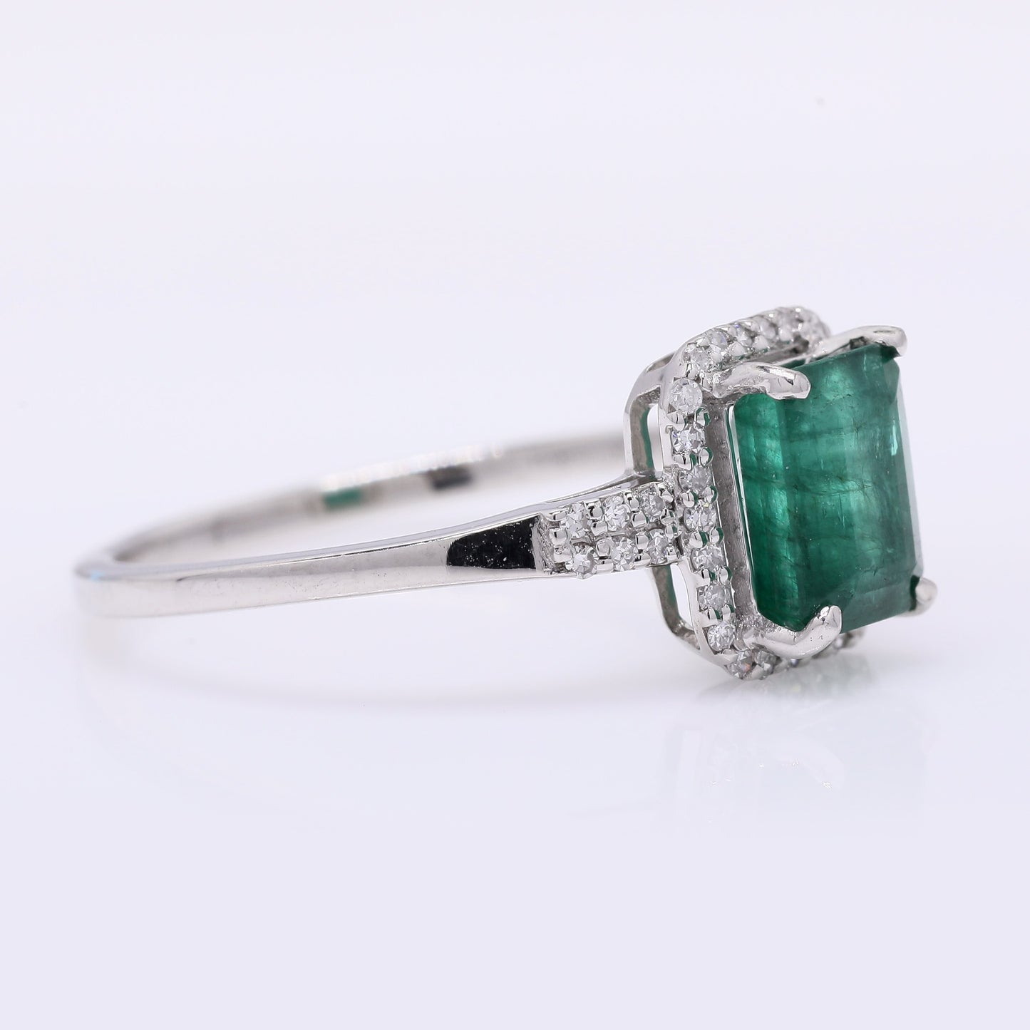 1.28 Ct Octagon Step Cut Natural Emerald 950 Platinum Ring