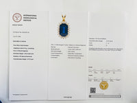9.61 Ct Cushion Blue Sapphire 18K Gold Pendant
