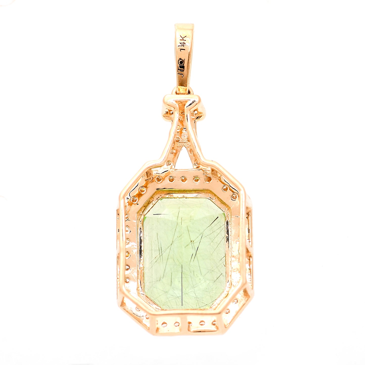 4.89 Ct Octagon Step Cut Natural Peridot 14K Gold Pendant