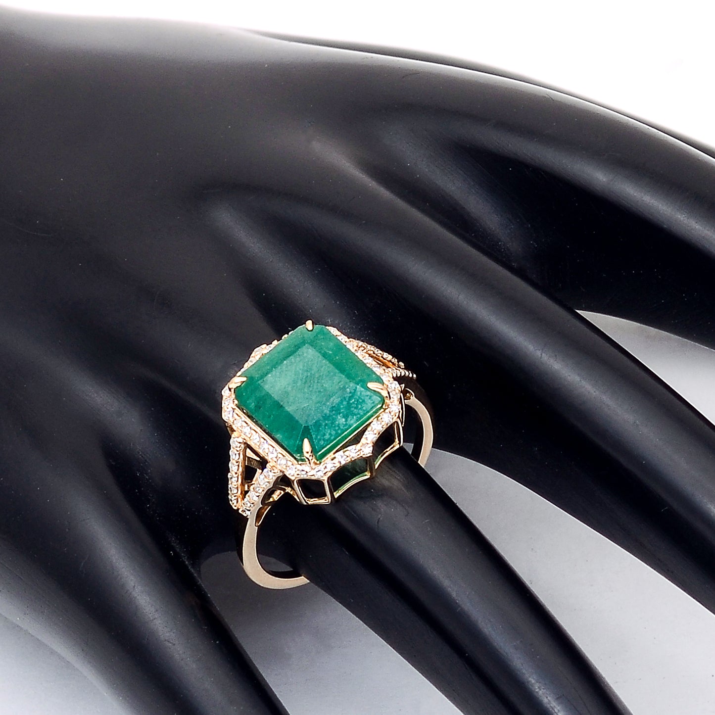 5.51 Ct Octagon Natural Emerald 14K Gold Ring