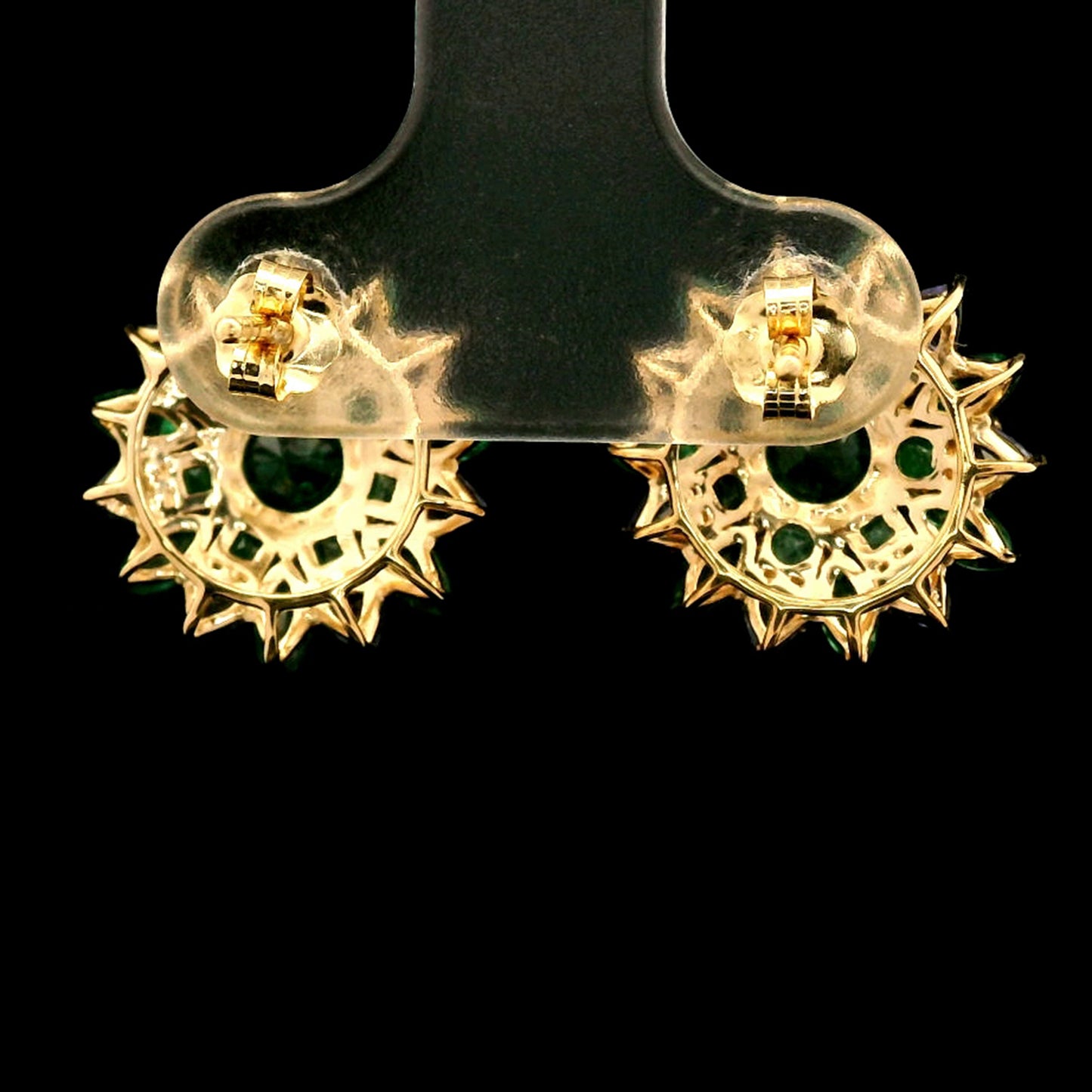 3.19 Ct Round Emerald 14K Gold Earrings