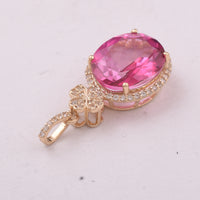 6.52 Ct Oval Pink Topaz 9K Gold Pendant