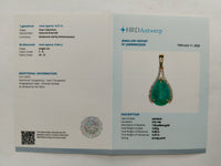 4.46 Ct Pear Cabochon Cut Natural Emerald 14K Gold Pendant