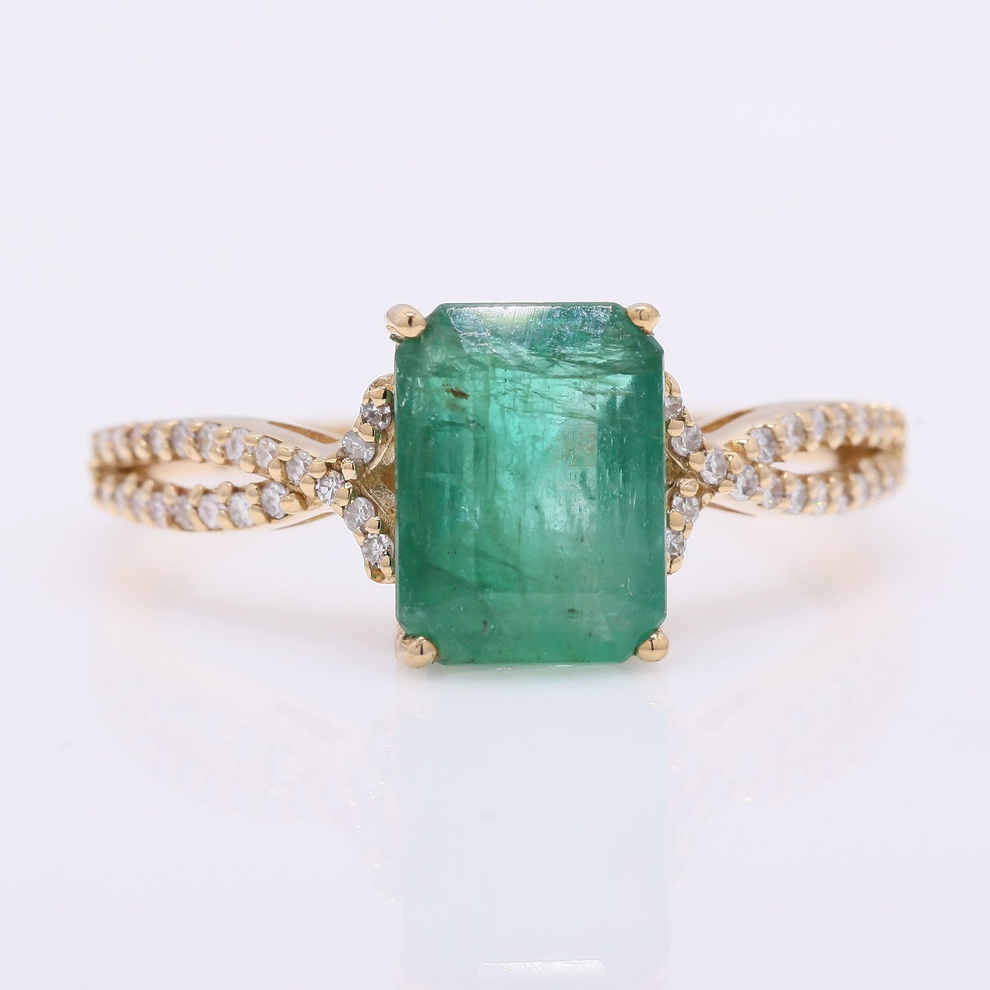 2.27 Ct Octagon Step Cut Natural Emerald 14K Gold Ring
