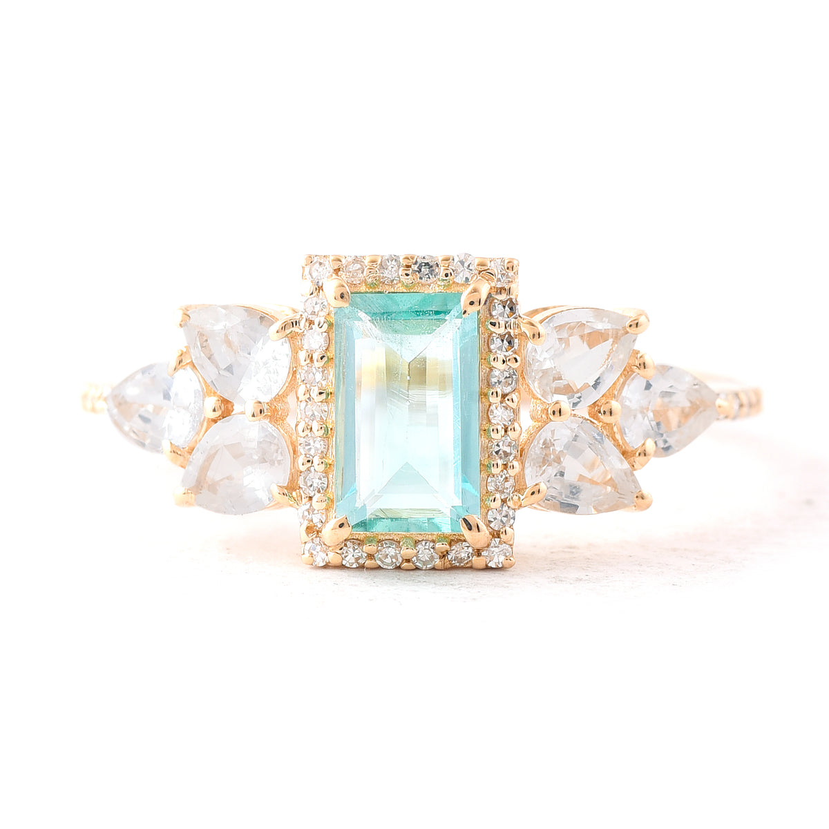 1.64 Ct Rectangle Step Cut Natural Emerald 14K Gold Ring