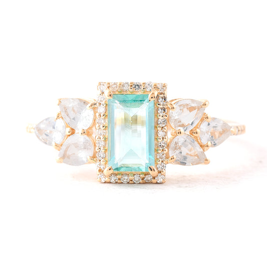 1.64 Ct Rectangle Step Cut Natural Emerald 14K Gold Ring