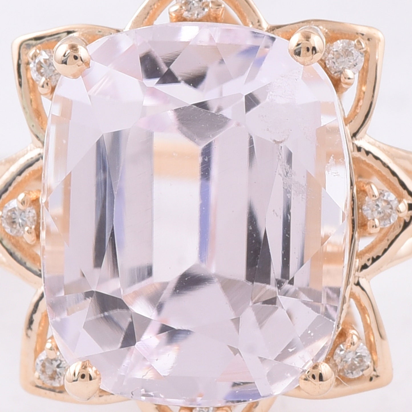 5.68 Ct Cushion Natural Kunzite 14K Gold Ring