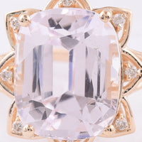 5.68 Ct Cushion Natural Kunzite 14K Gold Ring