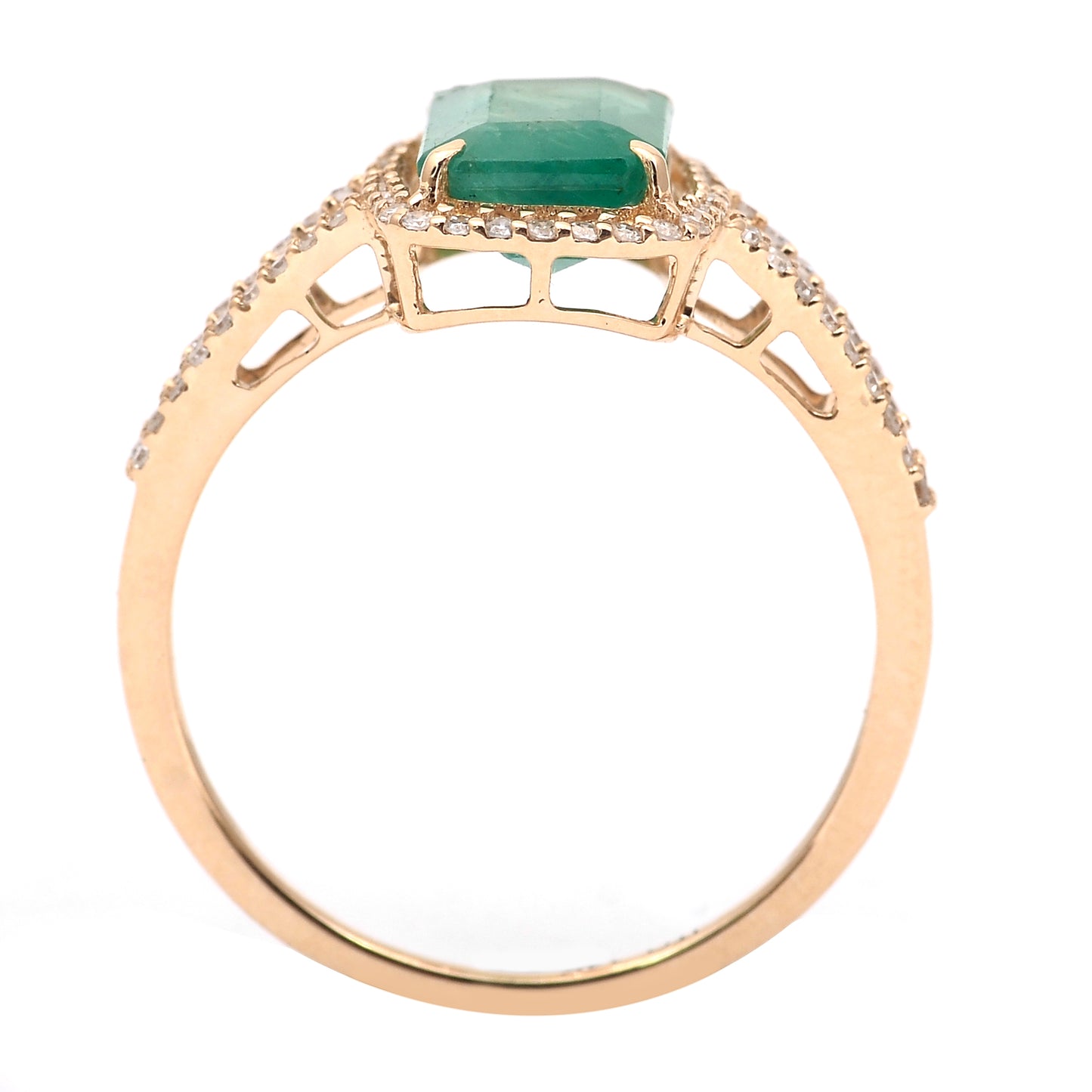 1.96 Ct Octagon Step Cut Natural Emerald 14K Gold Ring