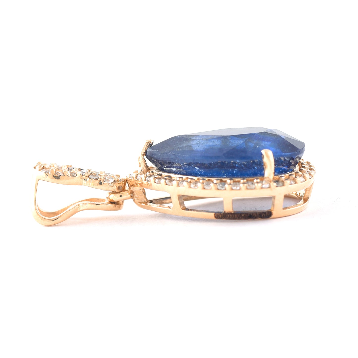 3.68 Ct Pear Mixed Cut Natural Sapphire 14K Gold Pendant