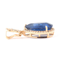 3.68 Ct Pear Mixed Cut Natural Sapphire 14K Gold Pendant