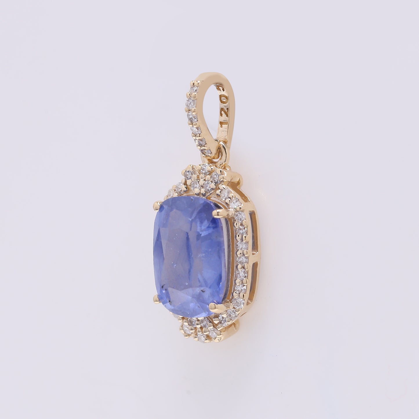2.40 Ct Cushion Mixed Cut Natural Sapphire 14K Gold Pendant