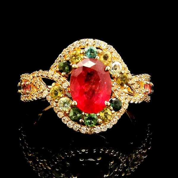 2.65 Ct Oval Rubellite 14K Gold Ring