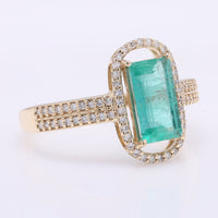 1.38 Ct Octagon Step Cut Natural Emerald 14K Gold Ring